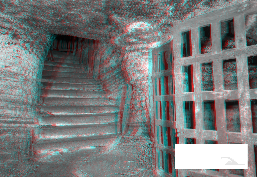 Escalier d'accès creusé dans le tuf (N&B)